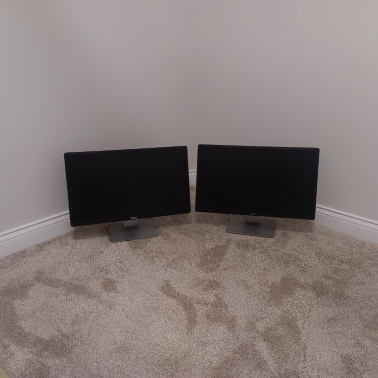dual monitor 23 inch dell widescreen monitors 23" wide screen computer desktop moniter pc computers desktops pcs