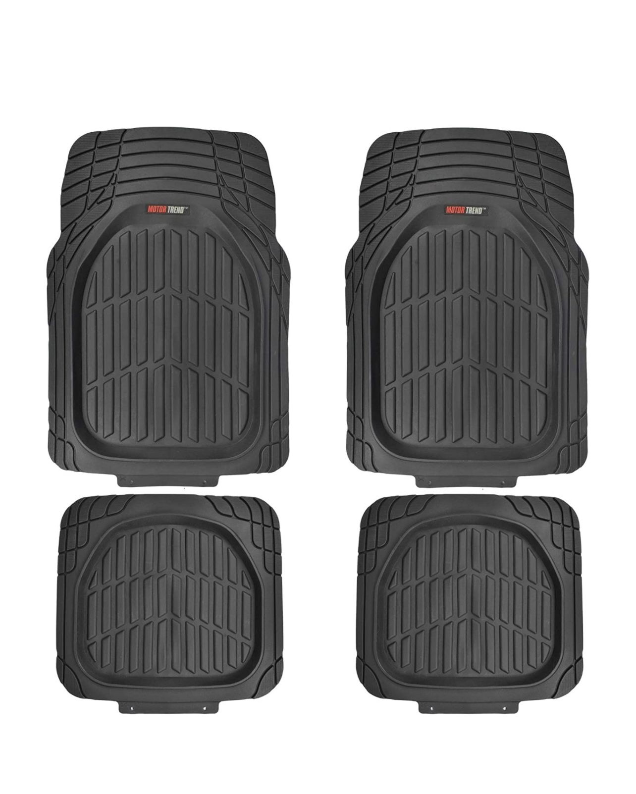 Motor Trend MT-921-BK FlexTough Tortoise - Heavy Duty Rubber Floor Mats for Car