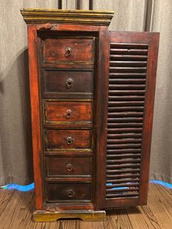 Rustic Shutter Door Cabinet with Drawers