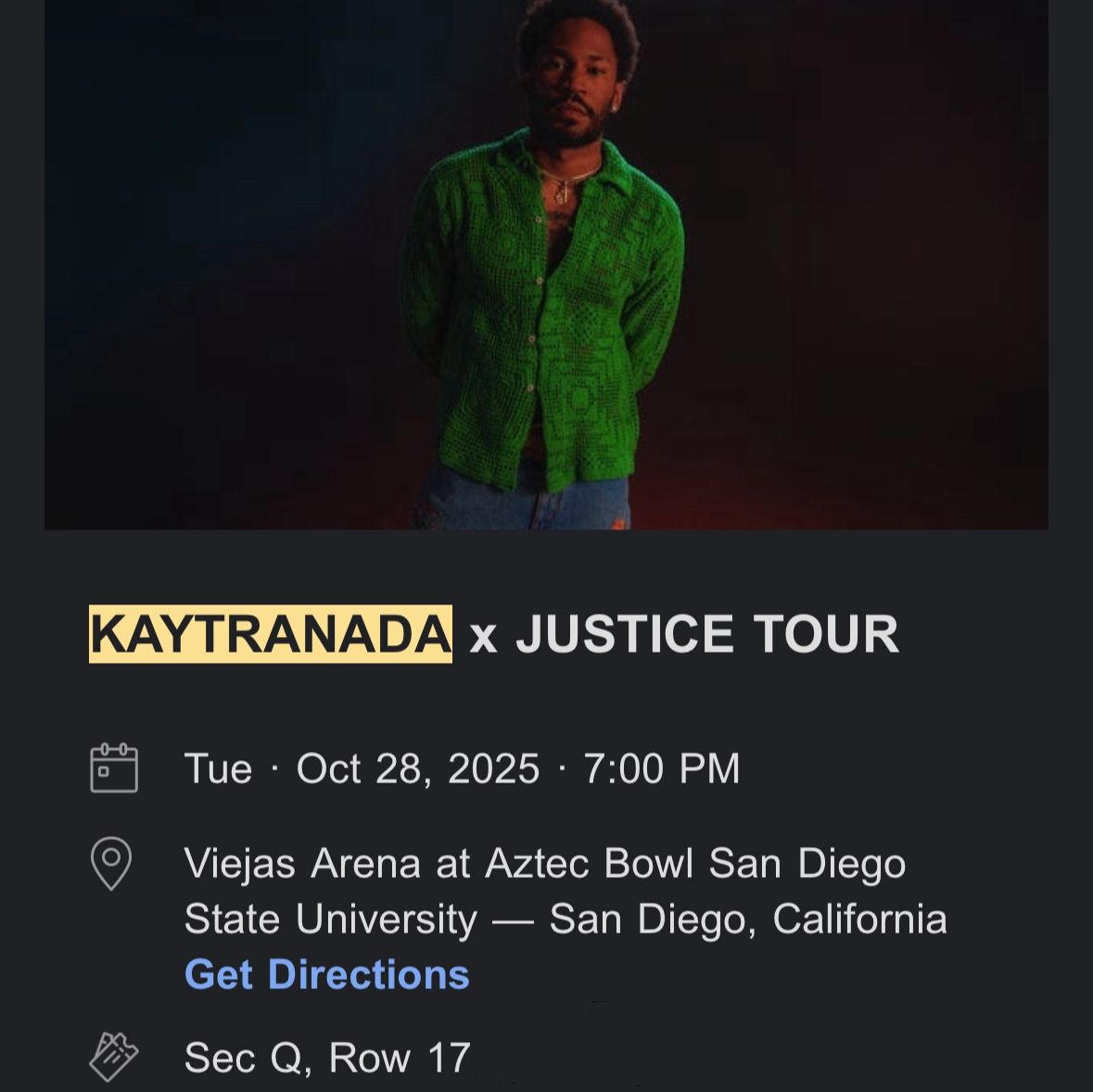 Kaytranada Justice Concert Ticket