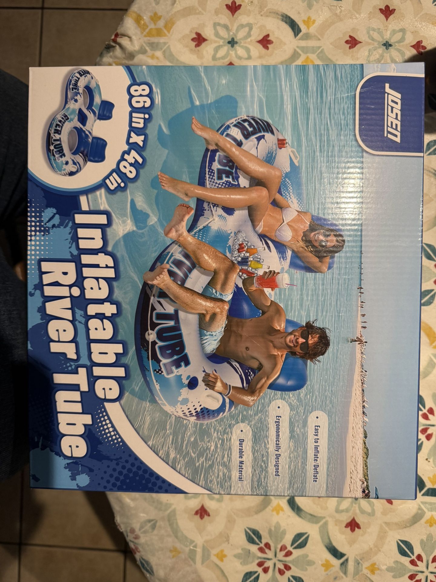 JOSEN Inflatable River Tube Float - 2 Person Heavy Duty River Float, Pool Floats Adult, Lake River Floats Water Tubes for Floating with Removable Cool