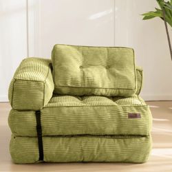 MAXYOYO Folding Sofa Bed, Convertible Chair Bed with Pillow | L-Shaped Floor Sofa with Armrest and Pillow, Foldable Portable Fold Out Comfy Chair Bed 