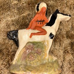 Vintage, Carnival, Chalkware Indian On Horse Figurine