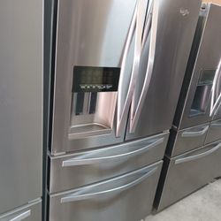 Whirlpool Refrigerator 4 Door Stainless Steel Everything Works Good 