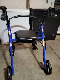Blue 4-Wheel Rollator Walker with Seat & Brakes - Excellent Condition!