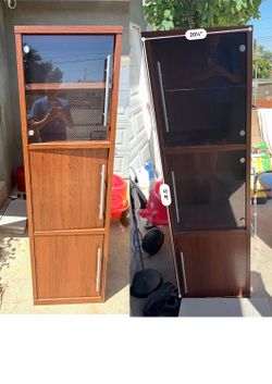 Wood cabinet with glass doors