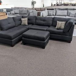 New Black Nailhead Sectional Couch ! Free Delivery 🚚  ! Zero Down Financing  ! 