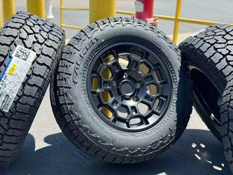 A new set of 4 replica wheels with 265/70R17 Atlander All-terrain tires  17x8 6x139.7 bolt pattern +5mm offset  Fits: Toyota 4runner Toyota Tacoma Toy