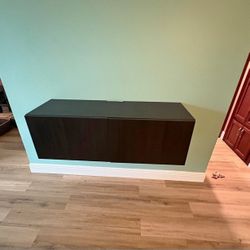 IKEA Brown Cherry Toned Wooden Floating Cabinet