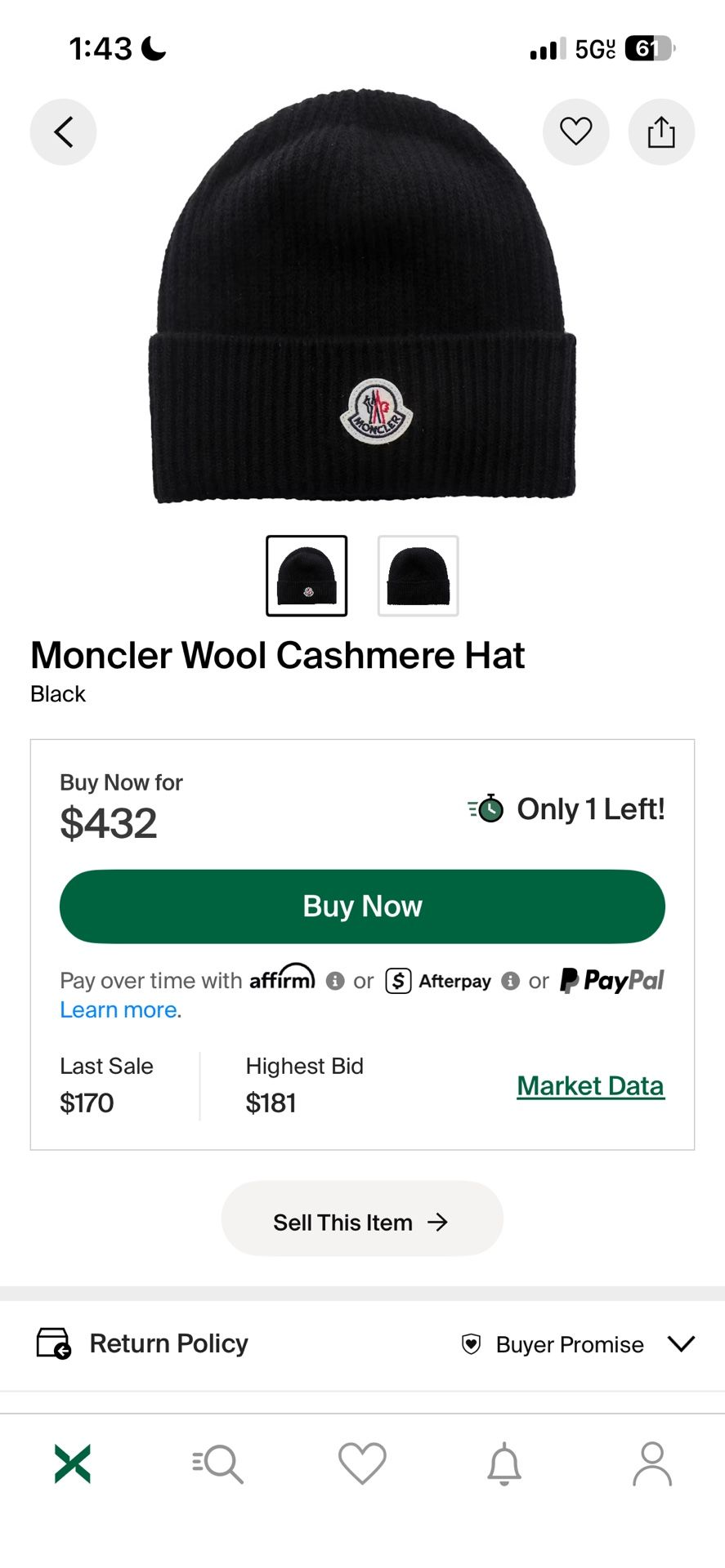 Moncler Wool Cashmere Hat