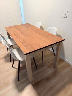Five piece rectangular wood dining set