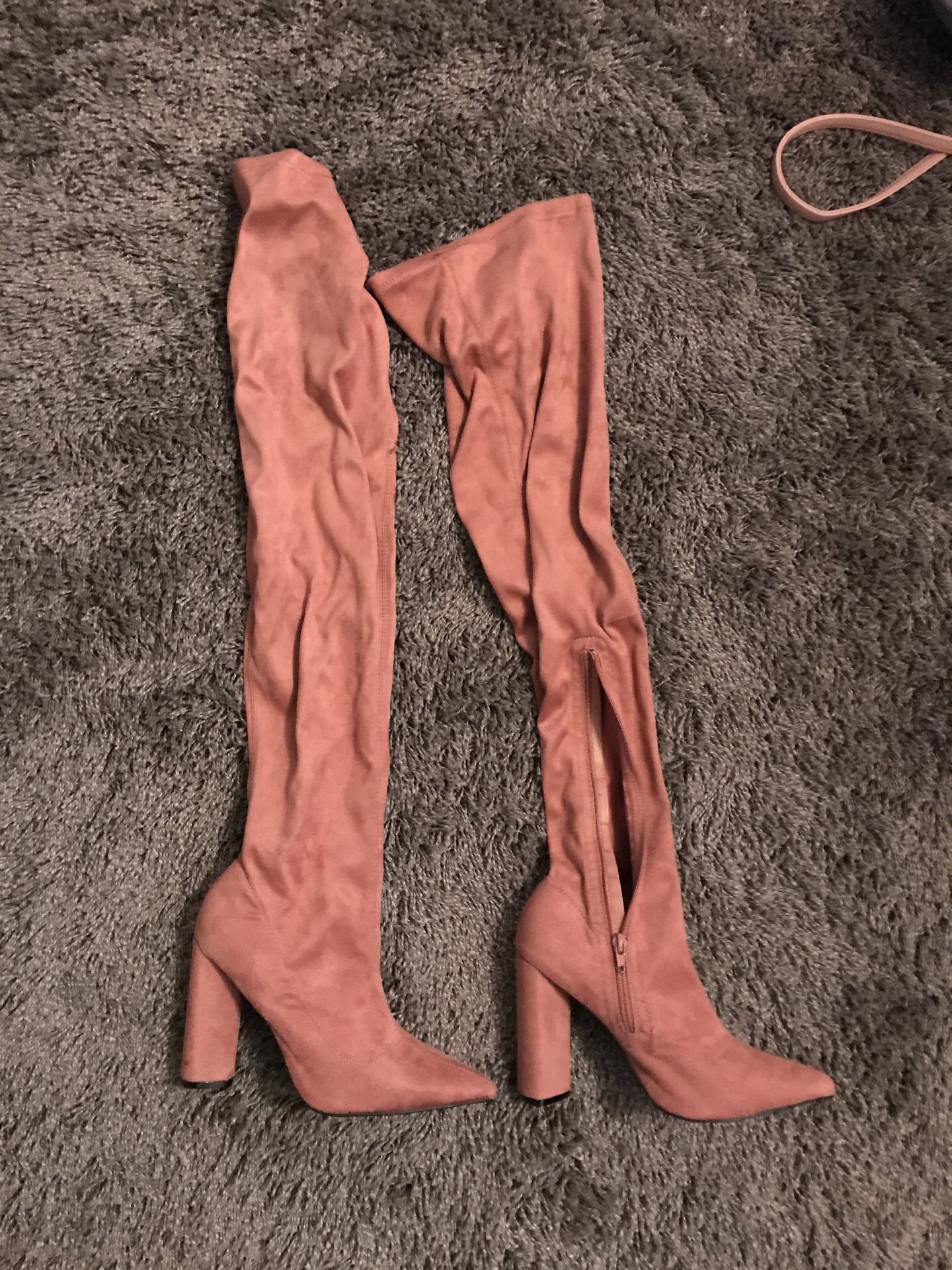 Thigh high muave boots