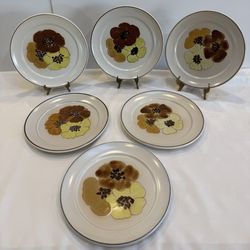 6 Vintage Denby "Potpourri Honey" Floral Stoneware 9-7/8" Dinner Plate $20 Each