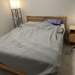 IKEA King Size Bed Frame + FREE 2 Nightstands + 2 Memory Foam Mattresses