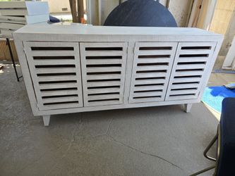 Coastal Whitewashed 4-Door Sideboard / TV Console / Buffet Cabinet / Credenza (OBO)