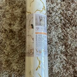 White and Gold Marble Adhesive Paper