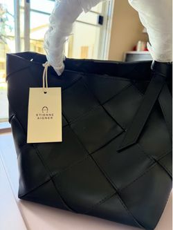 Brand New Etienne Aigner Black Woven Tote Bag with Pouch