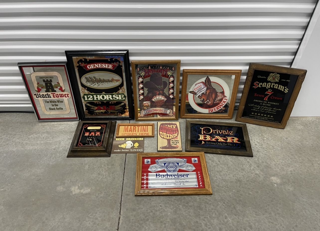 Beer Sign Lot- Budweiser, Coors Light, Seagrams