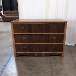 Vintage Style Wood Three-Drawer Dresser in Brown Stain