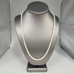 Heavy solid 925 Sterling Silver Byzantine Rope Chain Necklace 24" long, 4.9mm Thick, 66g