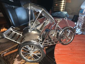 Vintage Metal Vietnam Rickshaw Figurine