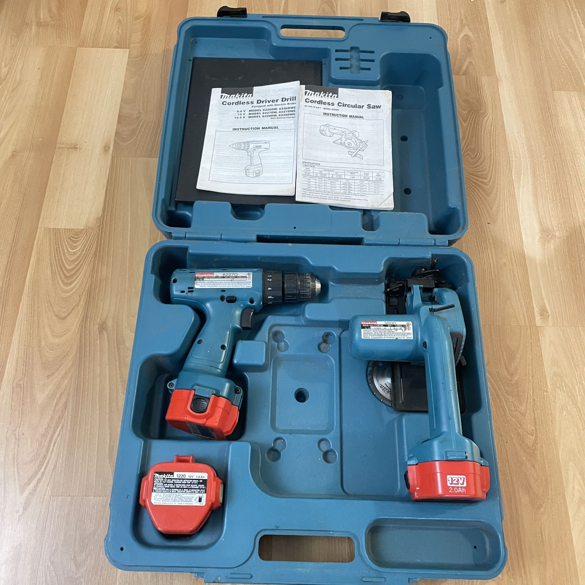 Makita Cordless 3/8” Driver Drill 6227D & 3-3/8” Circular Saw 5093D Set NO CHARGER