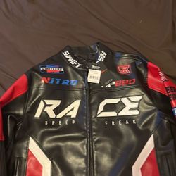 Copper Rivet Leather Race Car Jacket 