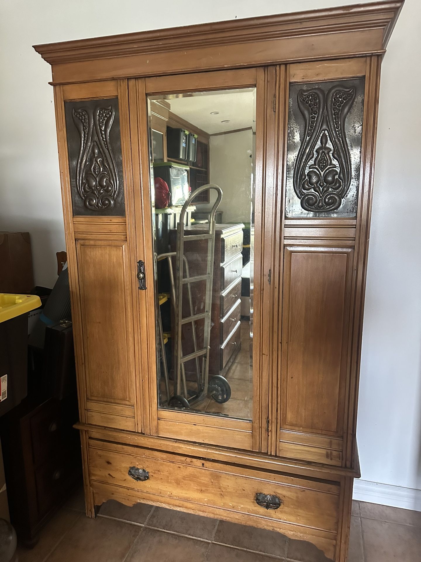 Beautiful Antique Wood Wardrobe Closet