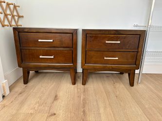 Mid Century Modern Pure Walnut Nightstands
