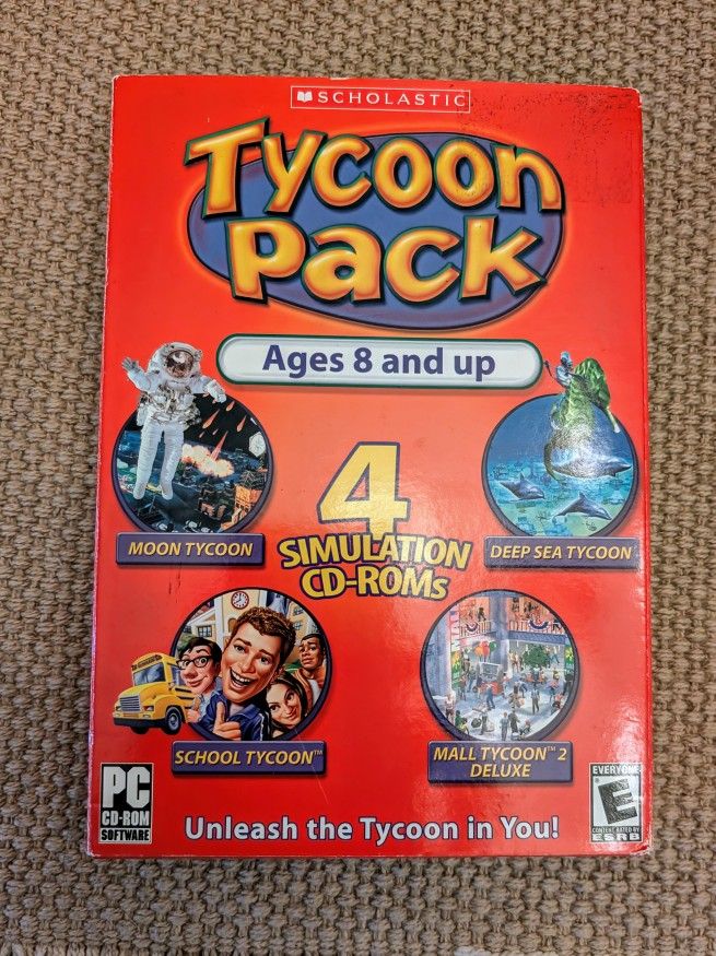 Tycoon Pack Scholastic 4 PC CD-ROMs; Moon, Mall, Sea, School