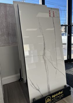 Elegant Calacatta Grey Porcelain Panel 24” X 48”