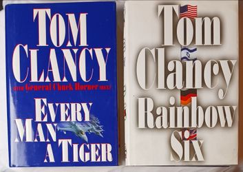 2 Tom Clancy Hardcover Books – Every Man a Tiger & Rainbow Six