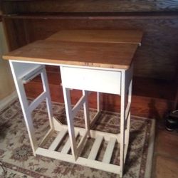 Wooden Drop Off Leaf Table With One Drawer 