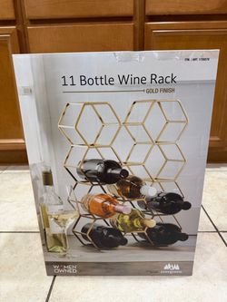11 Bottle Wine Rack Gold Finish