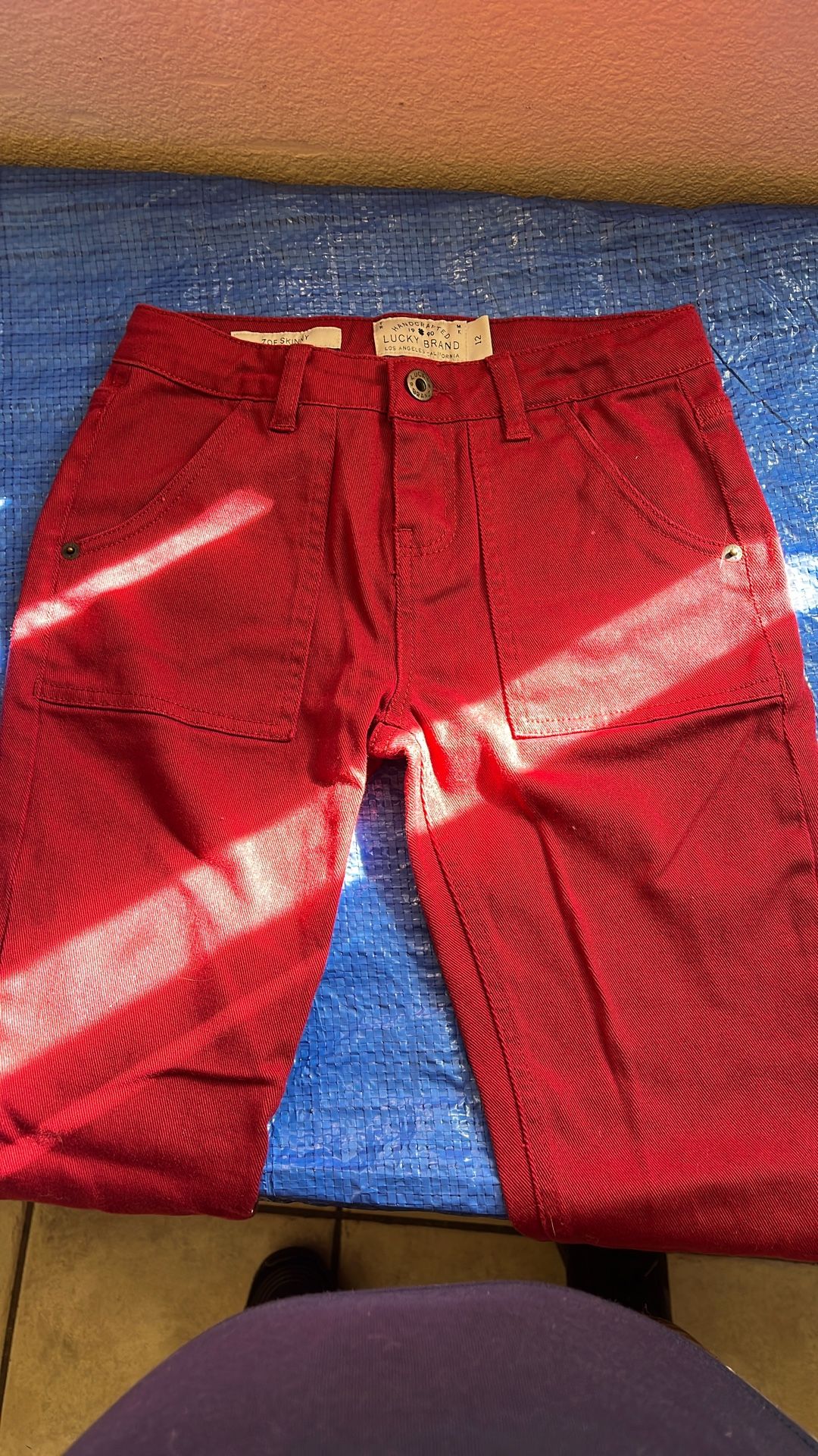 Red Zoe Skinny Handcrafted Lucky 🍀 Brand Size 12