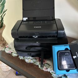 Portable printer, prints color. night hawk hot spot, HP lap top