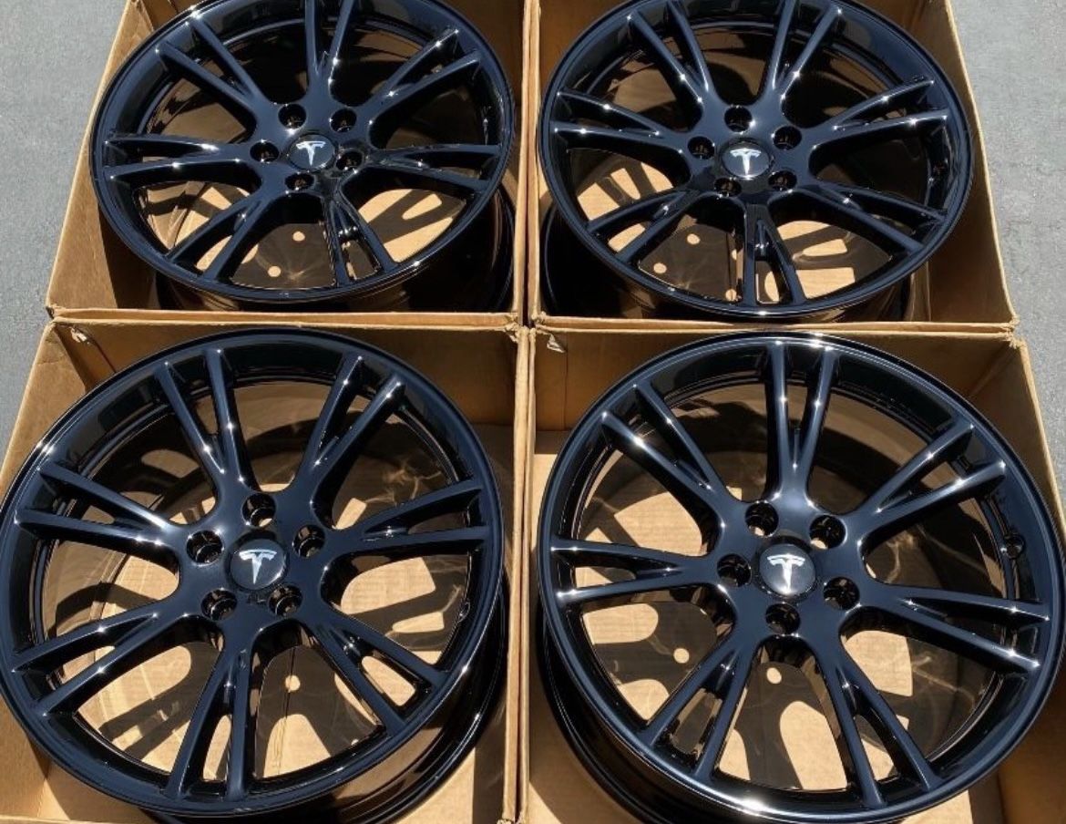 19” Tesla Model Y OEM Gemini Rims Gloss Black