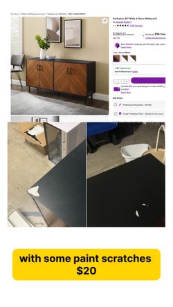 58" 4-Door Sideboard Cabinet - Acorn/Black