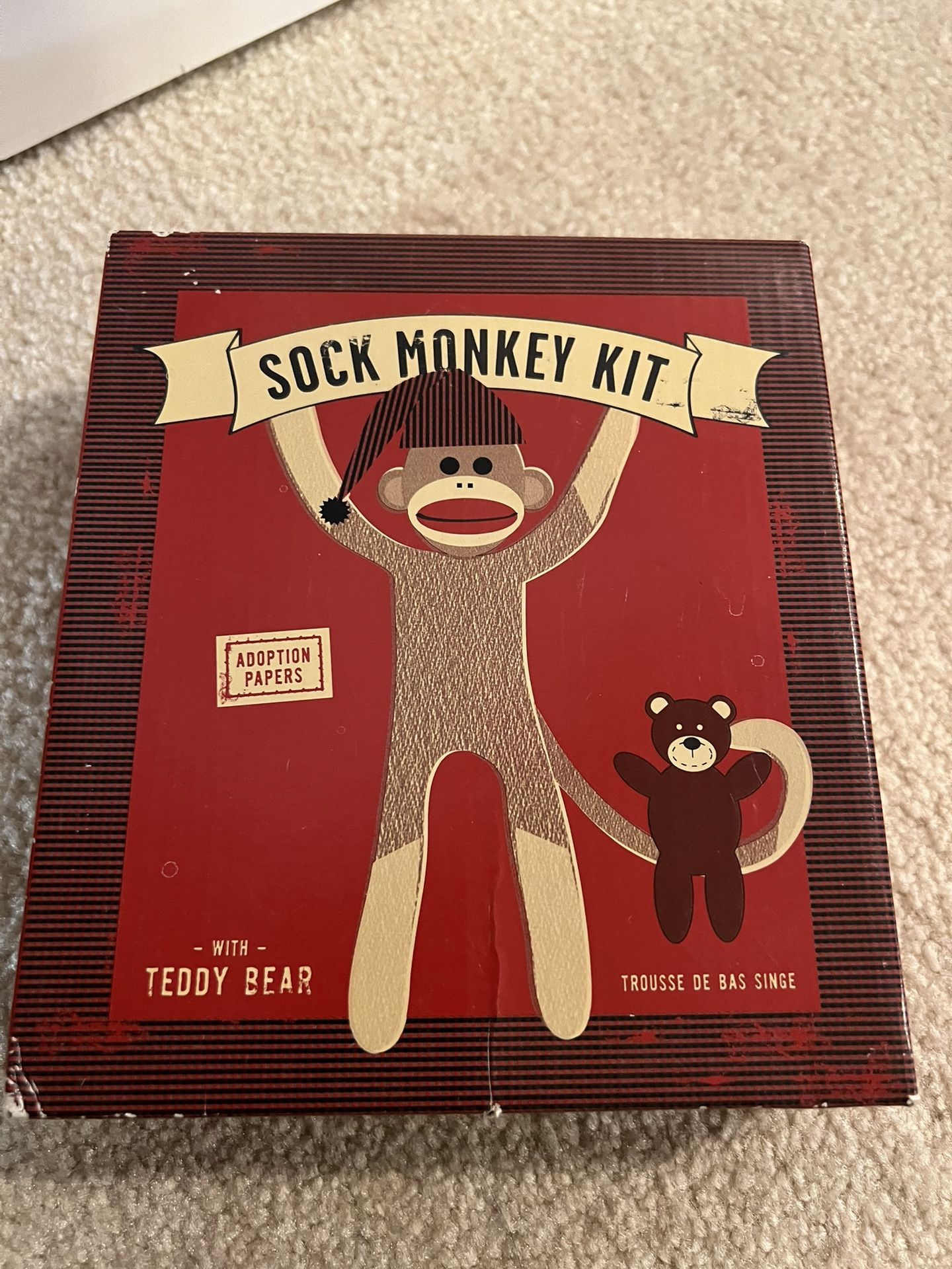 NEW Sock Monkey Kit With Adoption Papers