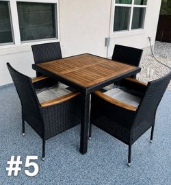 Modern Rattan Wood Dining Set (Seats 4)