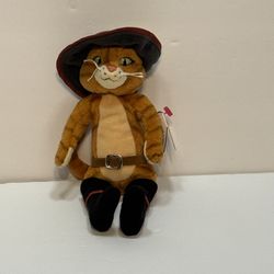 TY Beanie Baby 2007 Puss in Boots Shrek the Third Cat Plush 8” Toy With Tag
