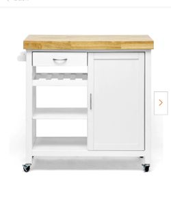 Denver White Kitchen Cart with Towel Rack