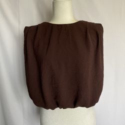 NWT DOKOTOO Bubble Hem Top Brown Size L Sleeveless