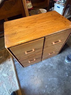 Castle MFG. Oak Finish Four-Drawer Storage Cabinet
