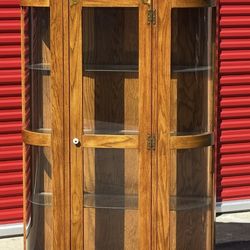 Curve Glass China Cabinet-Vintage 