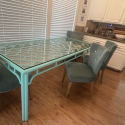 Glass dining room table and chairs Glass dining room table and chairs