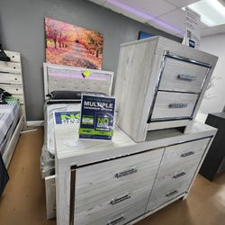 Glam White QUEEN Bedroom Set 3 Pc .. Other Sizes Avail 