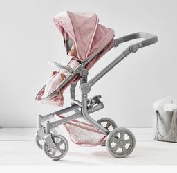 Pottery Barn Kids Pink Glitter Convertible 3-in-1 Doll Stroller
