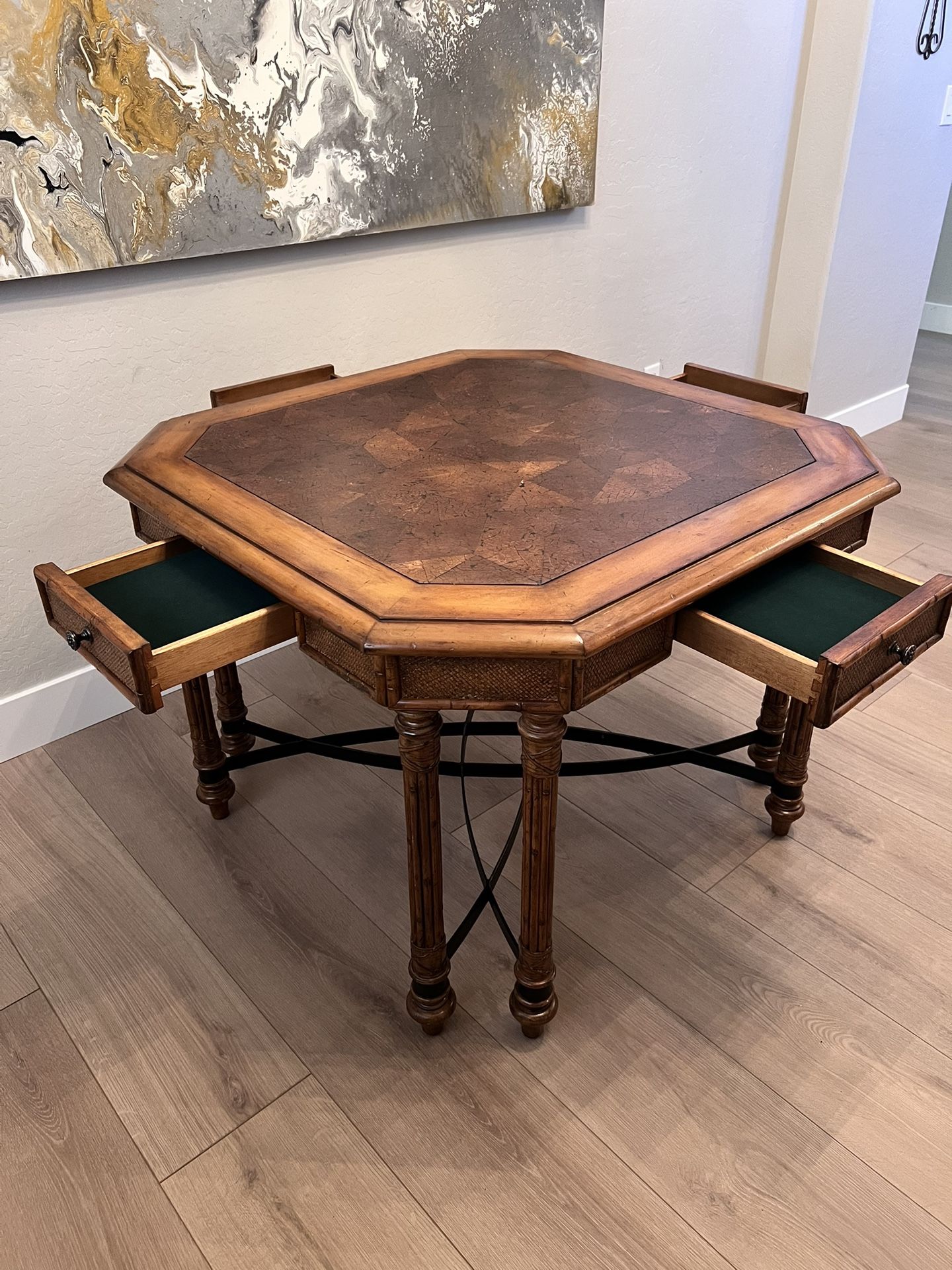 42” Tommy Bahama Island Estate Plantation Brown Samba Game Table w/ 4 Drawers
