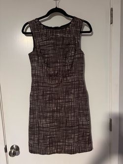 The Limited Brown Grid Print Sleeveless Sheath Dress